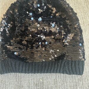Express Black Sequin Knit Beanie